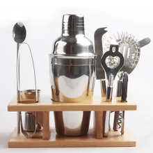 750 мл набор для коктейлей 9 шт. набор для барменов из нержавеющей стали с бамбуковая основа кухонные аксессуары набор барных принадлежностей для коктейлей