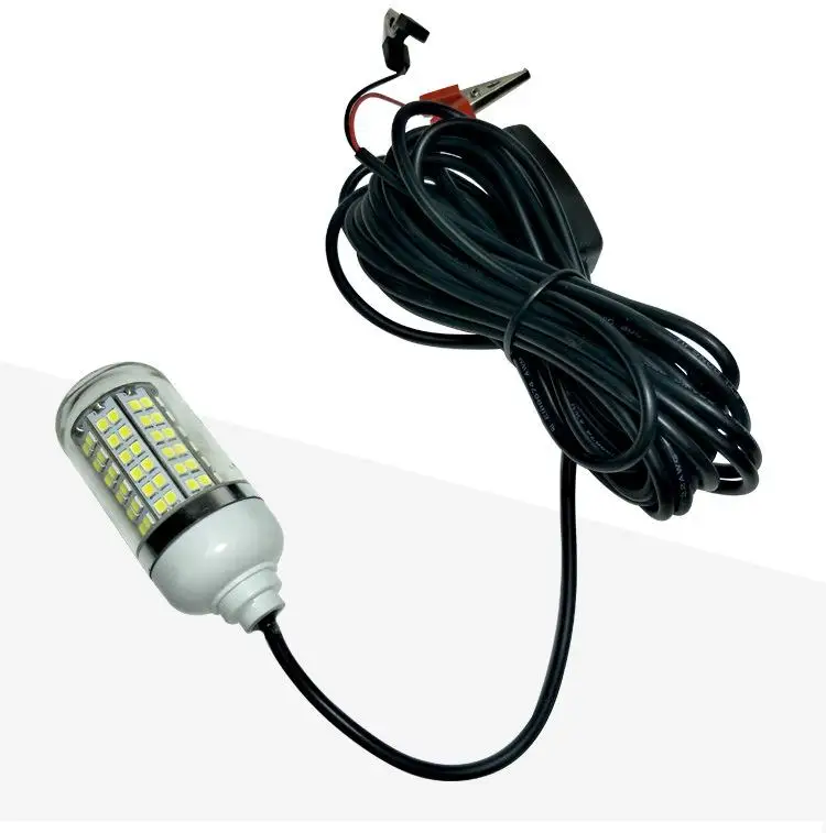 Adeeing 12V-24V Underwater light 15W Lure fish lights Underwater Fishing Light with Alligator Clip Attracting Fish Lamp IP68