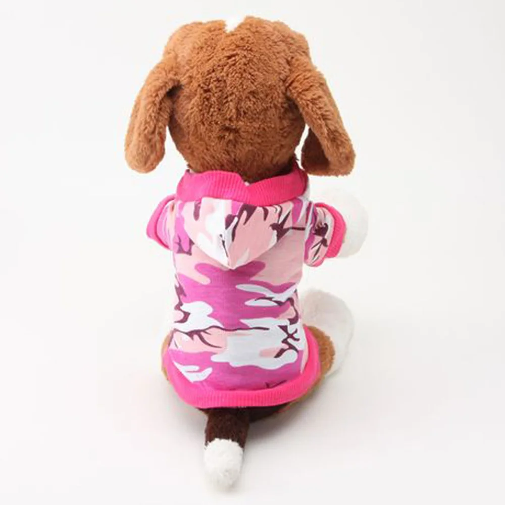 Повседневная Одежда для питомцев, маленьких собак, щенков, зеленого/розового цвета, камуфляжная футболка с капюшоном