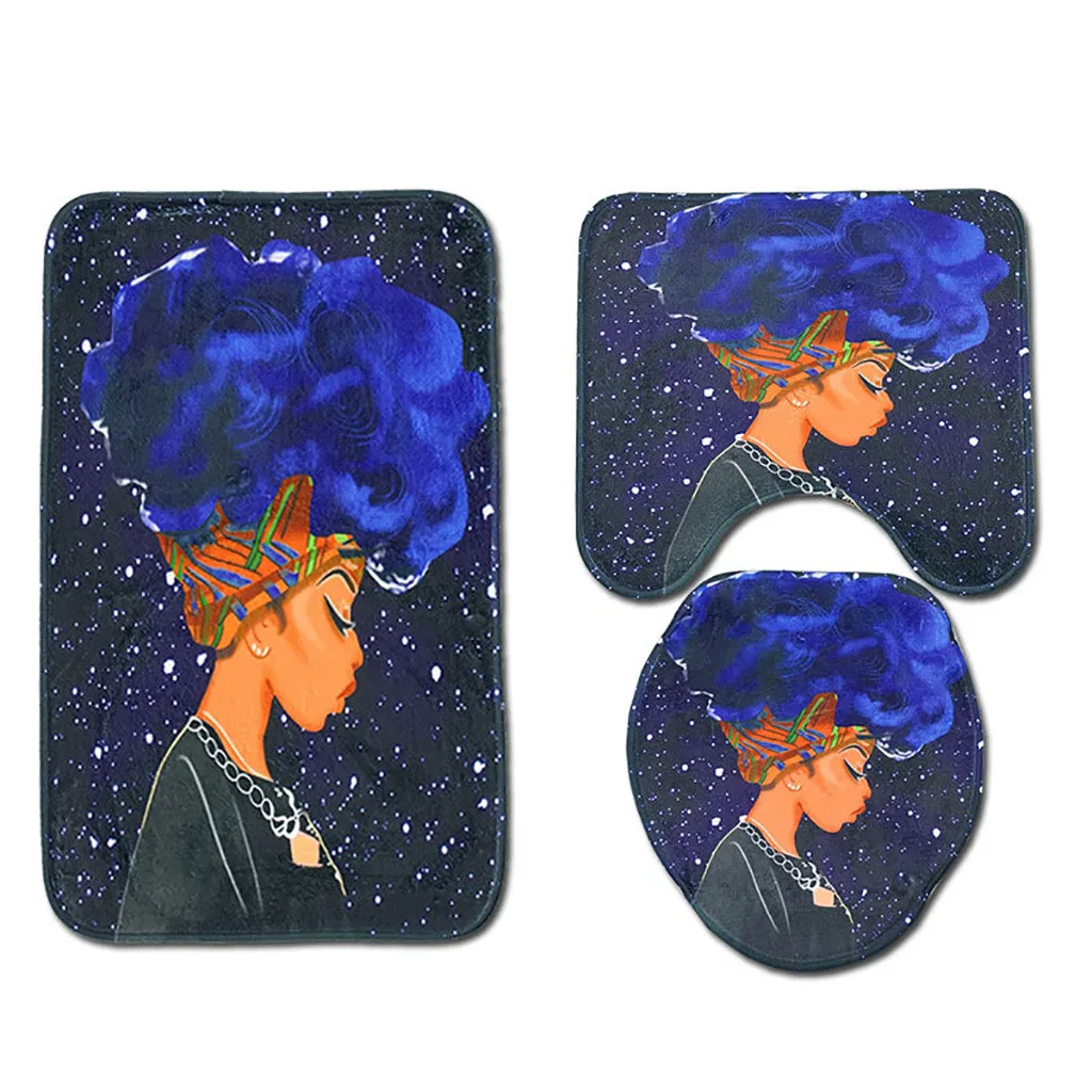 Cover Toilet Seat Cover Wc Exotic African Women's Bath Mat Three-piece Bathroom Mat Set Toilet Accessories Wc Mat commode