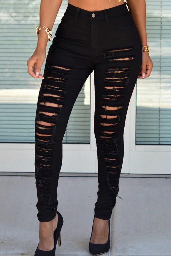 black tight ripped skinny jeans