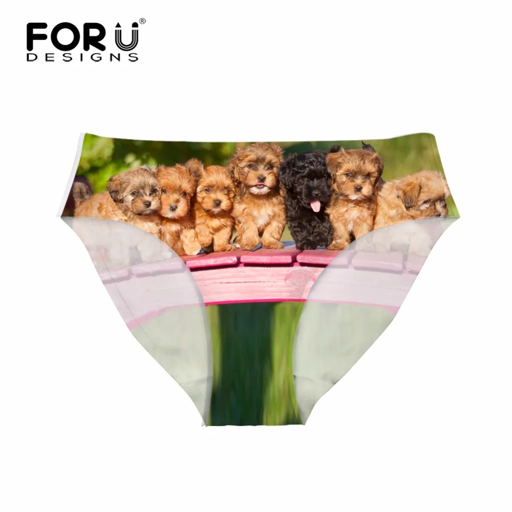 FORUDESIGNS Women Swimming Trunks Bikini Bottoms Funny Dogs Printed Brazilian Panties Sexy