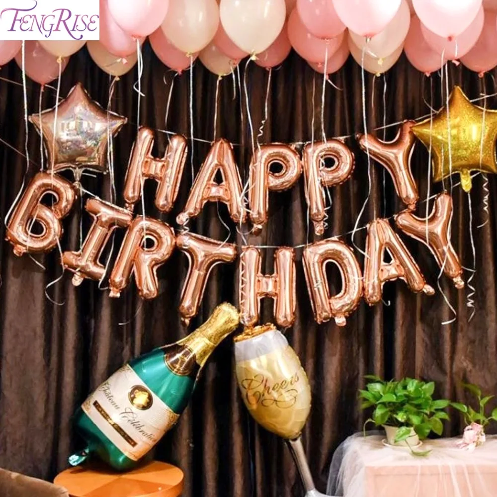

FENGRISE Happy Birthday Party Baloon 18th 21st 30th Birthday Balloon 18 21 30 40 50 Birthday Party Decor Champagne Cup Balloon