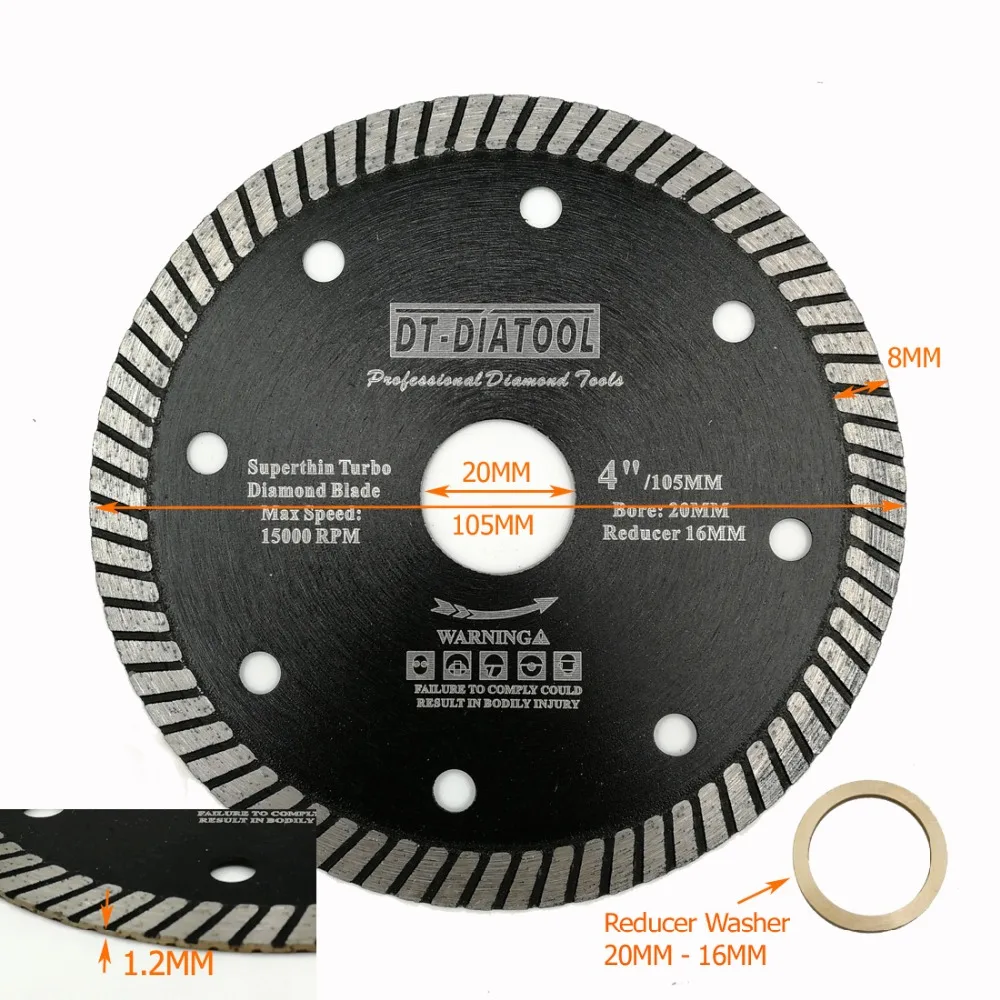 DT-DIATOOL Super-Thin Hot Pressed Turbo Diamond Blade Diamond cutting disc Dia115mm 125mm Marble Tile Granite
