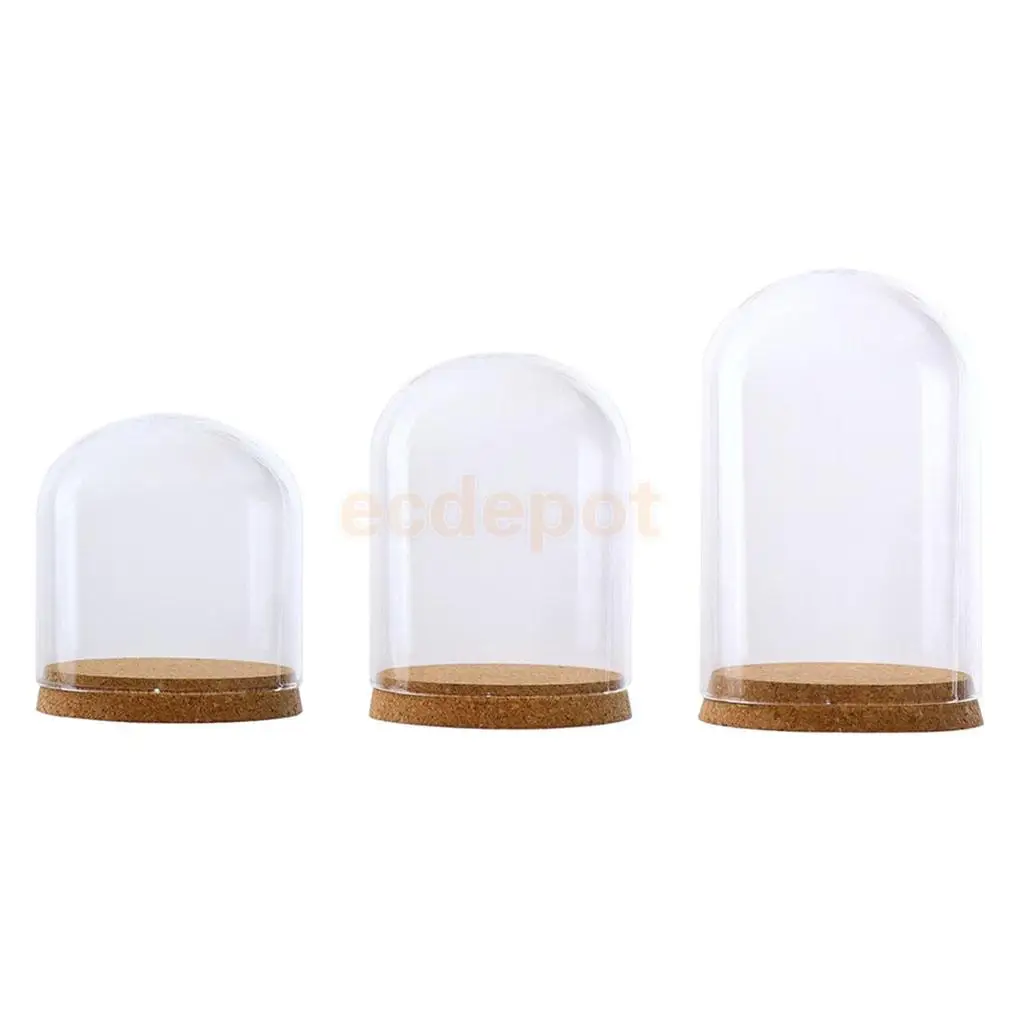 Glass Dome Cover Cloche Jar Succulent Terrariums Doll House Container with Wooden Cork