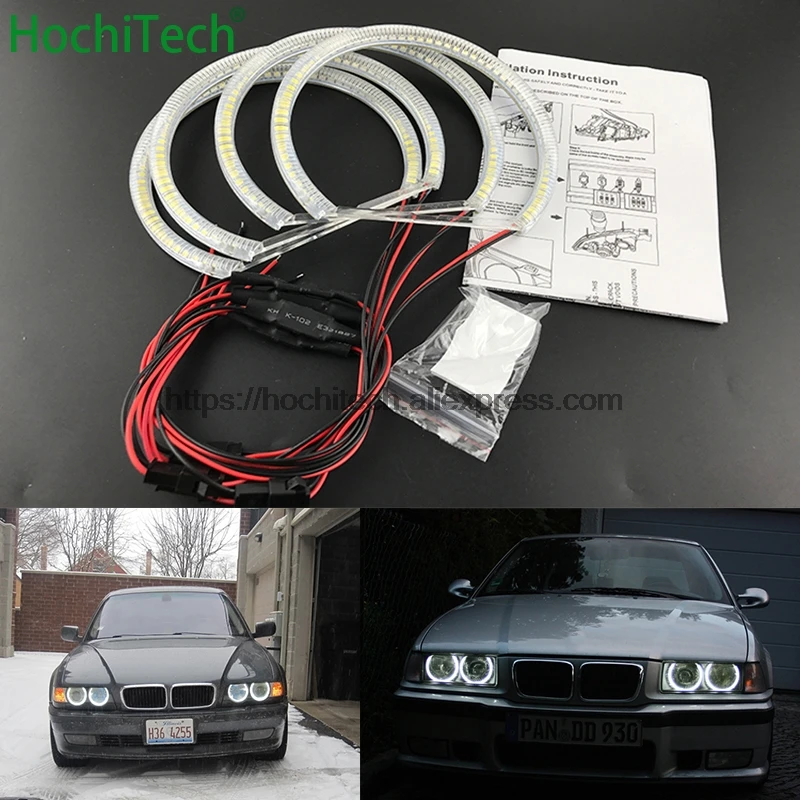 HochiTech для BMW 7 серии E38 1994-2001 Тюнинг автомобилей Белый 6000 К CCFL Фар Halo глаза ангела комплект ангел света глаза