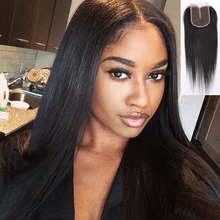 7A Brazilian Straight Hair Lace Closure Brazilian Virgin Hair Straight Closure Human Hair Middle Free 3 Part Top Lace Closure