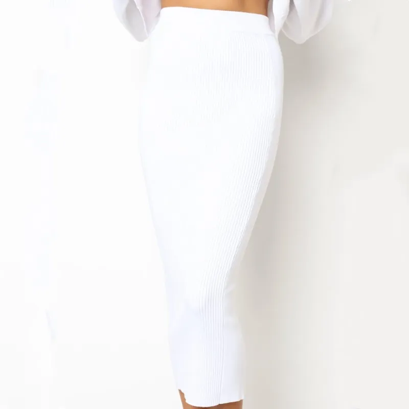 Oufisun летние новые сексуальные юбки с высокой талией, женские повседневные тонкие трикотажные прямые юбки миди, модные однотонные женские юбки s