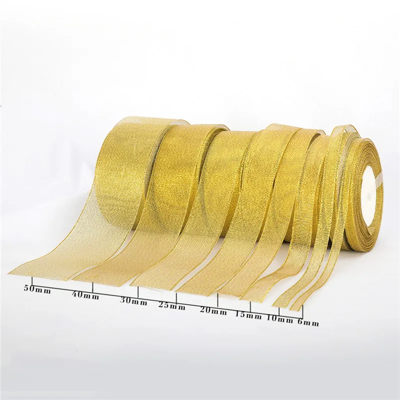 Handmade-Gold-Silver-Metallic-Ribbon-25-Yards-22M-6-10-15-20-25-30-40mm-Fabric (2)