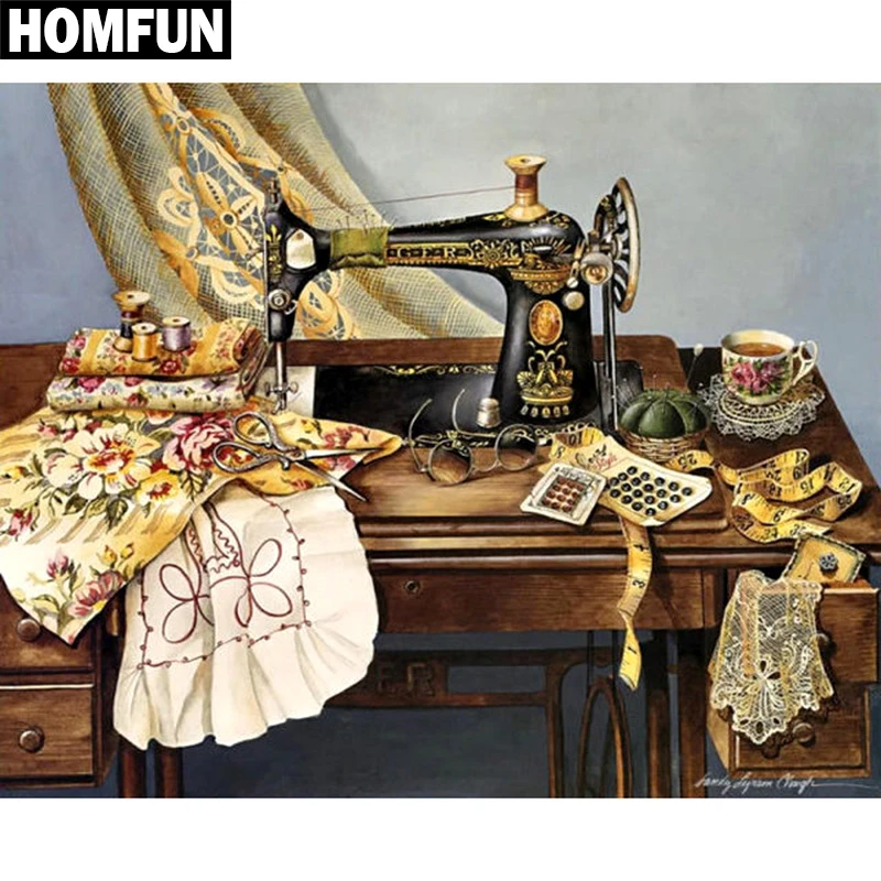 Homfun Full Square Round Drill 5d Diy Diamond Painting Sewing Machine 3d Embroidery Cross Stitch 5d Rhinestone Home Decor Round Drill 5d Diy Diamond5d Diy Aliexpress