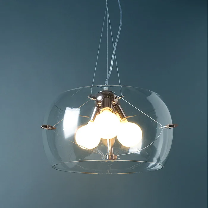 Modern Glass Pendant Light  Contemporary Clear Glass Shade 3 Lights LED Pendant Lamp Dining Room Hanging Decorative Pendant Light(3)