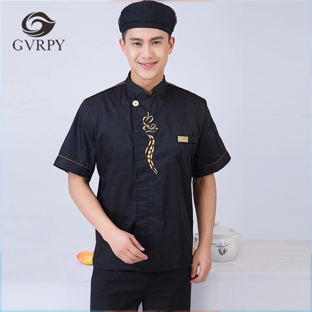 2018 Summer Short sleeved Embroidery Chef Uniform Kitchen Bakery Sushi