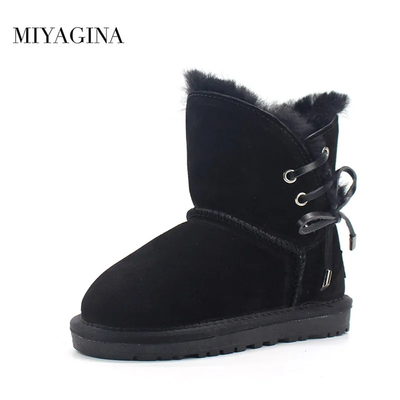 

MIYAGINA Children snow boots Top quality Natural fur kids Genuine Cowhide leather waterproof boots boys girls winter warm shoes