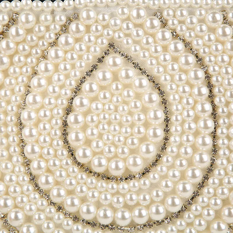 Luxy Moon Beige Beaded Bridal Clutch Bag for Wedding Surface Detail View