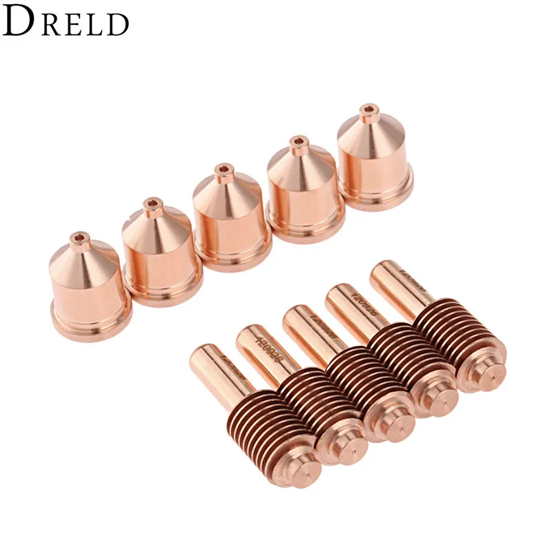 DRELD 10pcs/set 80A Electrode 120926 +Nozzle 120927 Shielded Processes for Plasma Cutting Torch Consumables Welding Supplies DRELD 10pcs/set 80A Electrode 120926 +Nozzle 120927 Shielded Processes for Plasma Cutting Torch Consumables Welding Supplies