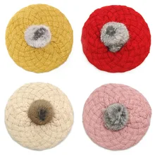 Новая детская зимняя шапка, вязаный крючком берет для девочек, шапка для детей, хлопковая теплая шапка, милая теплая детская шапочка унисекс