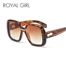 Королевский Девушка Солнцезащитные очки в квадратной оправе в стиле ретро Для женщин негабаритных Uv400 Мода Большой кадр солнцезащитные очки для дамы чёрный; коричневый колье Подарочное ss123