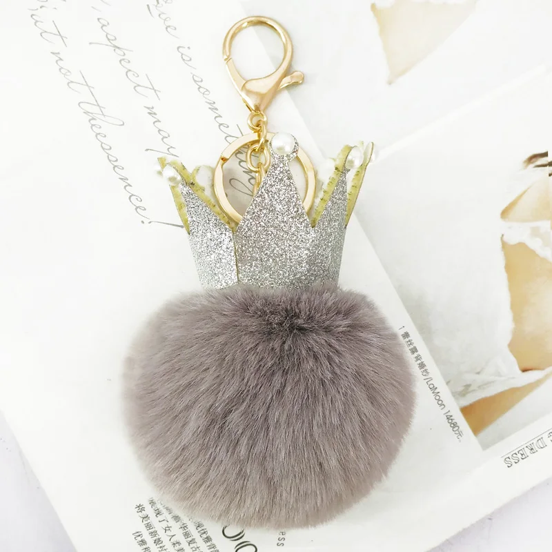 Брелок с помпонами в виде пушистого шара для женских сумок|fluffy ball|keychain pompomcrown keychain