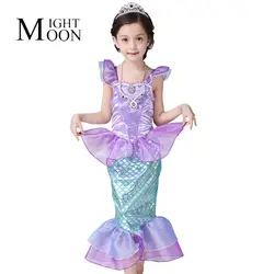 Moonight Обувь для девочек Дети Bling русалка принцессы вечерние хвост Макси платье Косплэй костюм на Хэллоуин