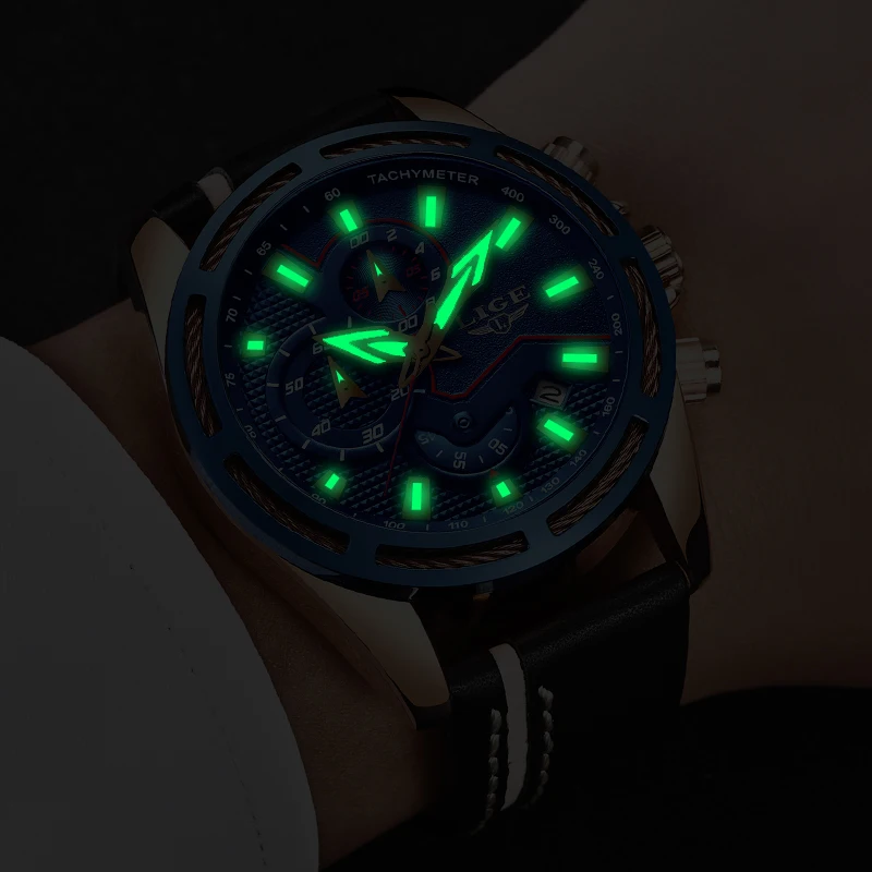 Reloje 2018 LIGE Men Watch Male Leather Automatic date Quartz Watches Men Brand Luxury Waterproof Sport Clock Relogio Masculino