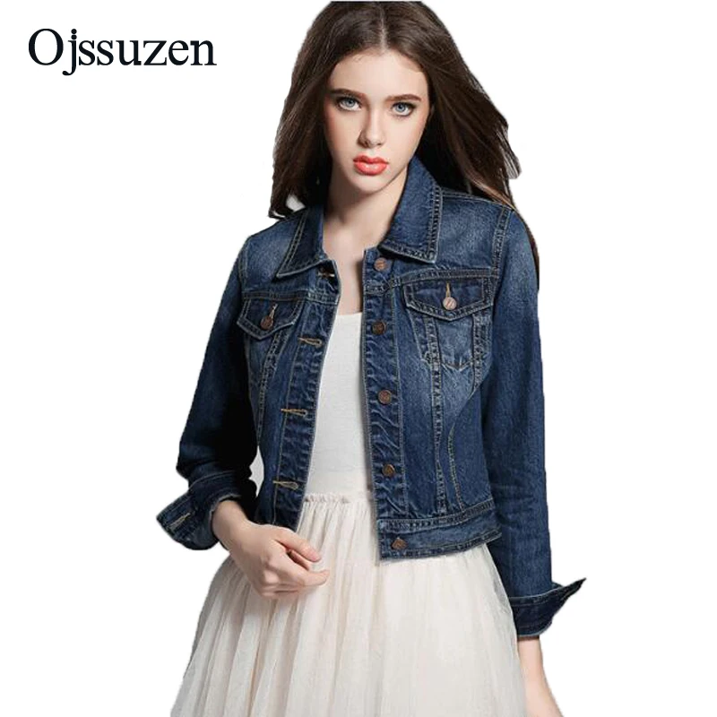 mediakits.theygsgroup.com : Buy England Style Slim Jeans Jackets Short Women&#39;s Long Sleeve Denim Coats ...