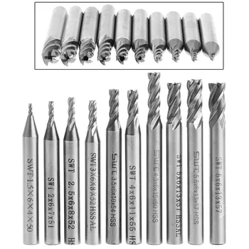 

10Pcs/set 1.5-6mm HSS Straight Shank 2 Flute End Mill Cutter CNC Drill Bit Tool