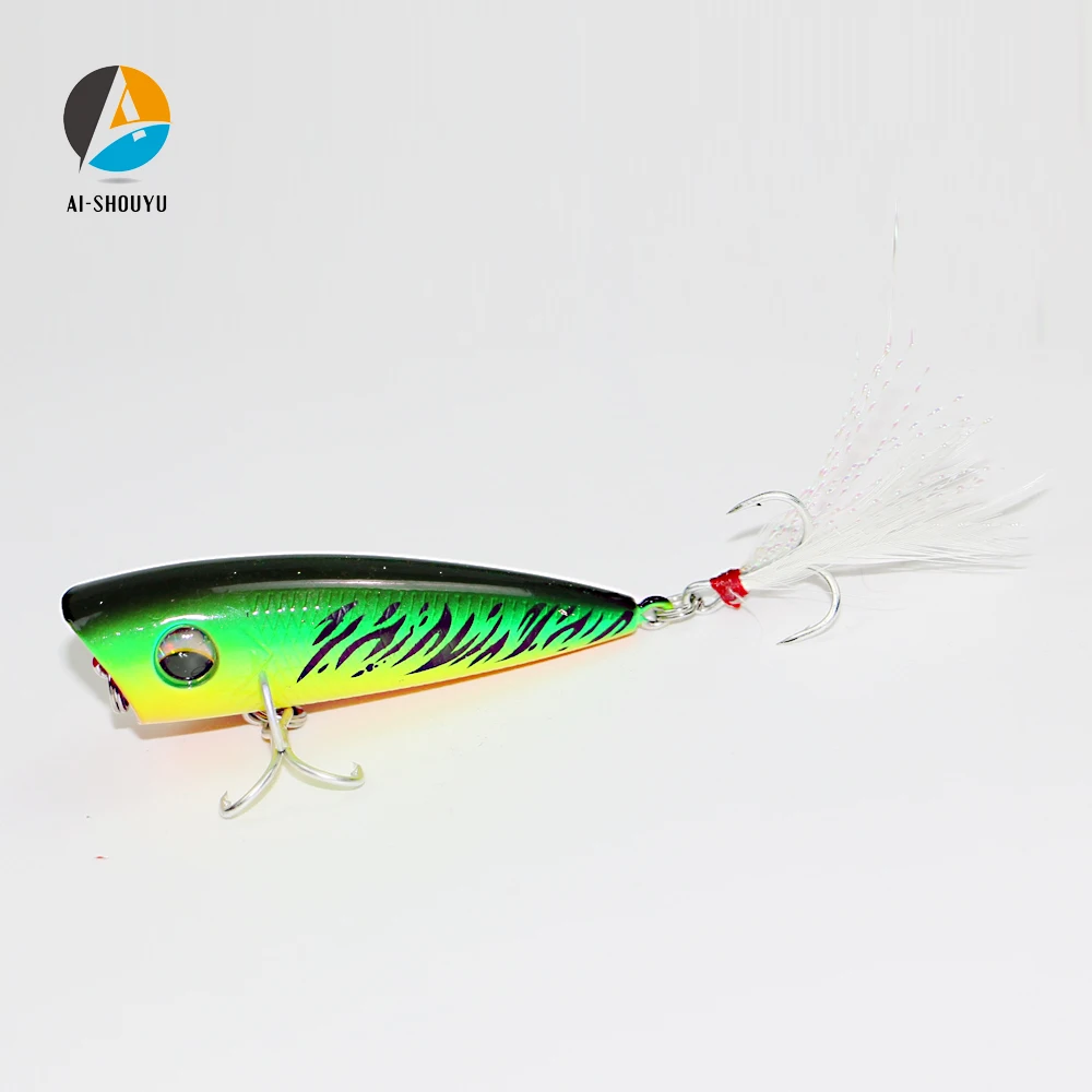  AI-SHOUYU 6cm 7g Popper Fishing Lures Hard Artificial Bait with 2 Treble Hooks Crankbait Minnow Swi