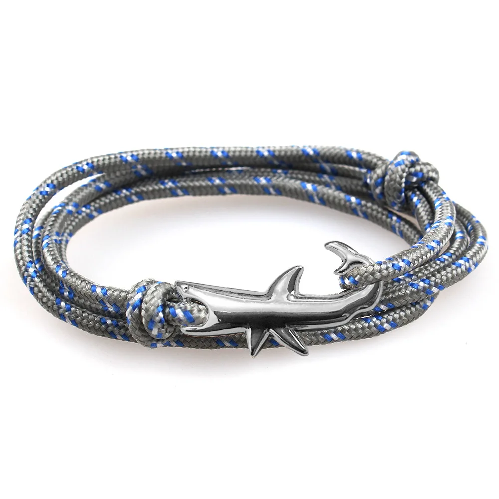 

Fashion Jewelry Multilayer Gun Color Hook Bracelet Shark Men Real Leather Wrap Bracelet for Women&Men Friendship Bracelets