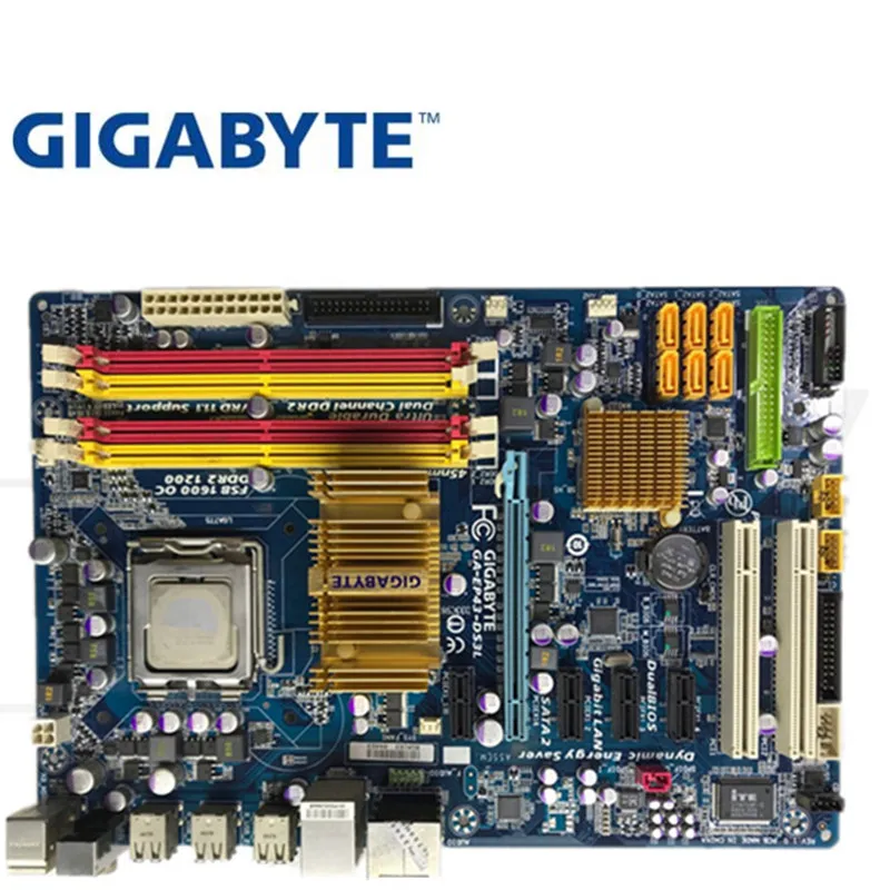GIGABYTE GA-EP43-DS3L рабочего Материнская плата P43 разъем LGA 775 для Core 2 Pentium D DDR2 16G блок