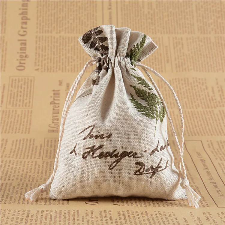 10pcs Chinese Herbal Bag Cotton Packing Printing Gunny Bag Pocket