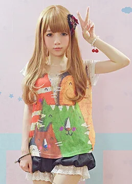 Очаровательная летняя милая мягкая хлопковая Футболка с рисунком аниме для женщин и девочек, милая Лолита, Япония, каваи, женские топы, медведь, кот, кролик, футболки - Цвет: Number 8