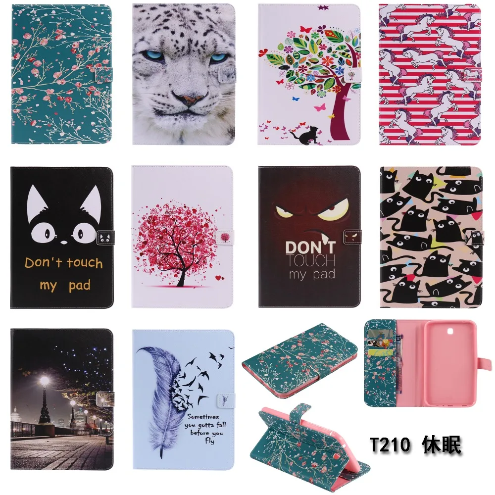 

Fashion painted Pu leather stand holder Cover Case For Samsung Galaxy Tab 3 7.0 T210 T211 P3200 P3210 7 inch Tablet folio fundas