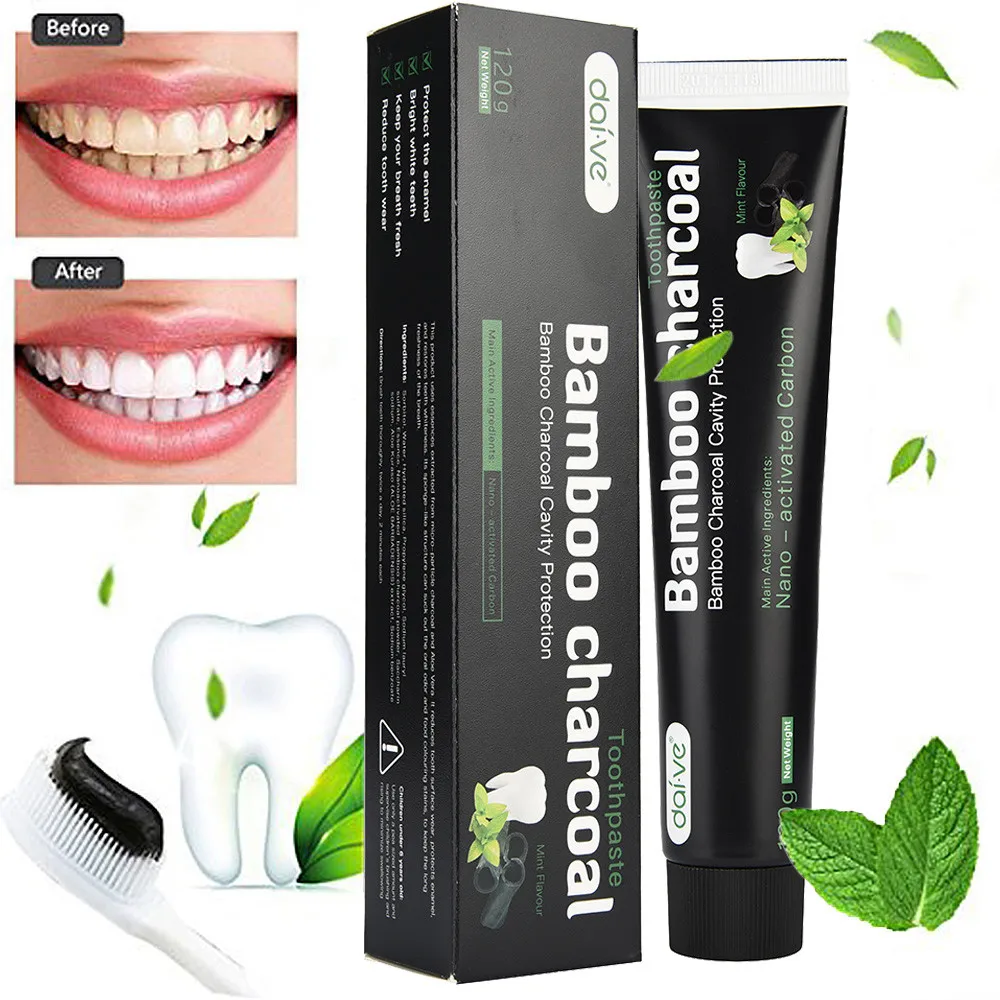 

Activated Charcoal Teeth Whitening Toothpaste Natural Black Mint Flavor Herbal Nutritious Full Size Toothpaste Tooth Paste