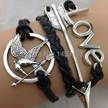 Популярные плетеные браслеты "Голодные игры" Птица стрела любовь