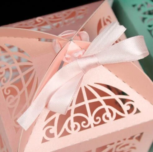 50PCS/LOT paper flower gift box pink red green Square Wedding Favor Boxes  party candy craft kraft sweet lovely cute gift box