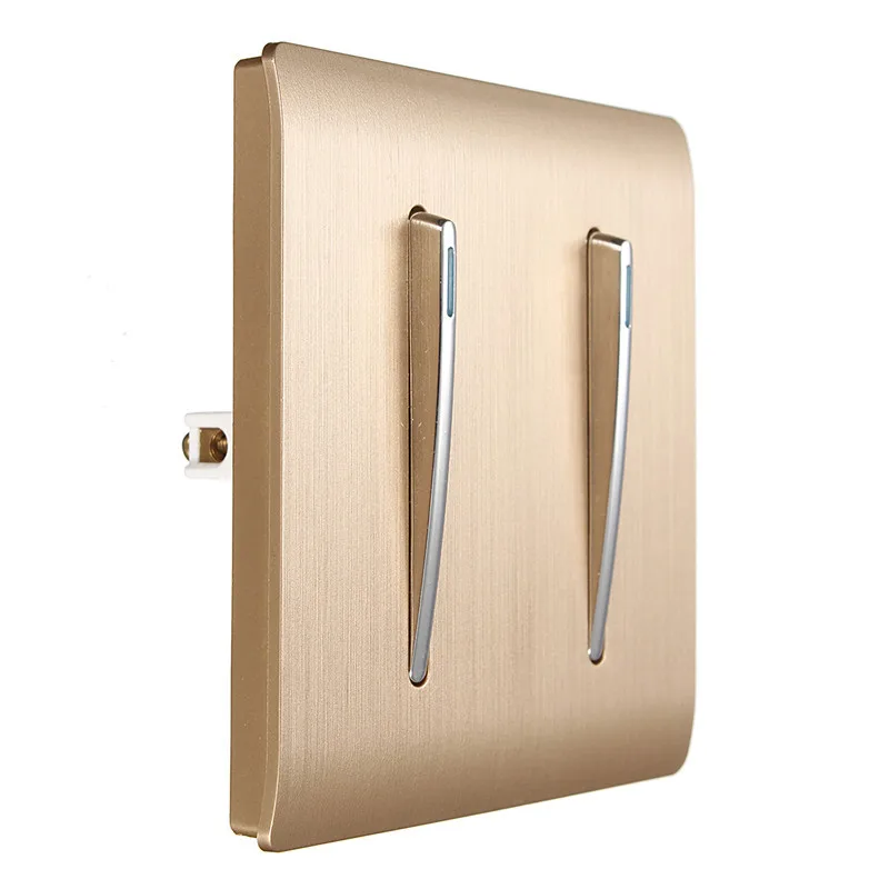 

SWILET Kempinski Wall Switch 2 Gang 1 Way Light Switch Champagne Gold Color Special Texture C31 Sereis 110~250V