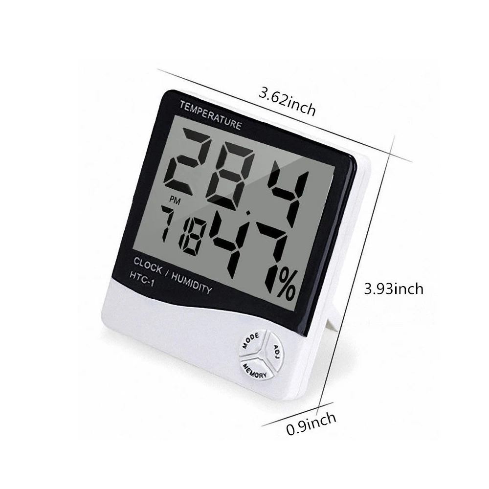 Digital Thermometer Hygrometer Electronic LCD Temperature Humidity Meter Weather Station Indoor Outdoor Room Clock