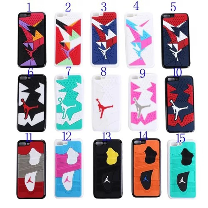 

2017 3D Air Jordan Shoe Sole TPU+Rubber Case For iPhone 7 Plus, AJ jumpman Back Cover case, Mobile Phone Cases For iPhone 8 Plus