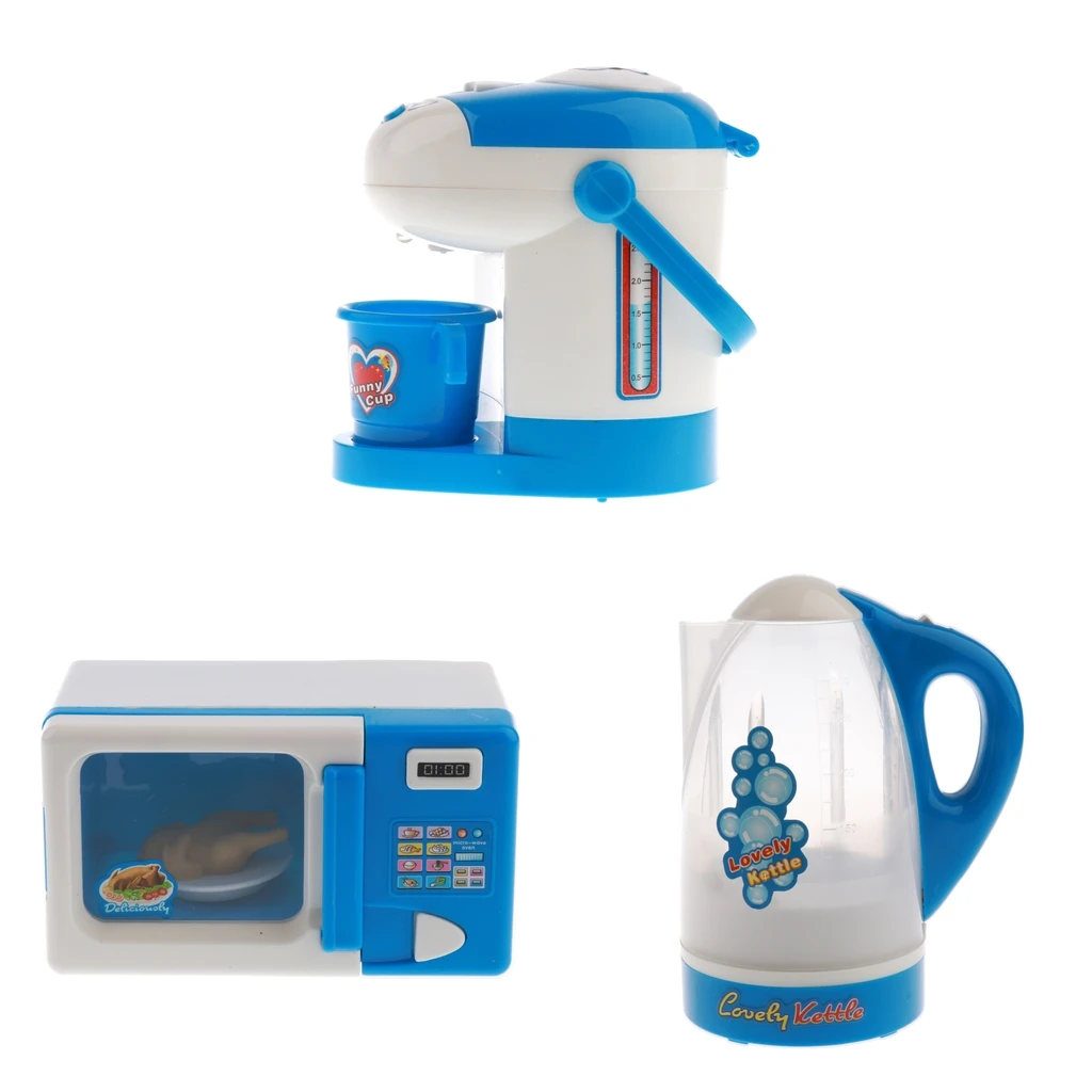 

Kids Mini Home Appliance Toy with Light and Sound - Microwave Oven Water Dispenser Kettle