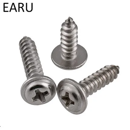 

Stainless Steel 304 Phillips Cross Round Pan Head Self-tapping Tapping Screw Bolt With Washer Pad M2.3*5/6/8/10/12mm Fastener