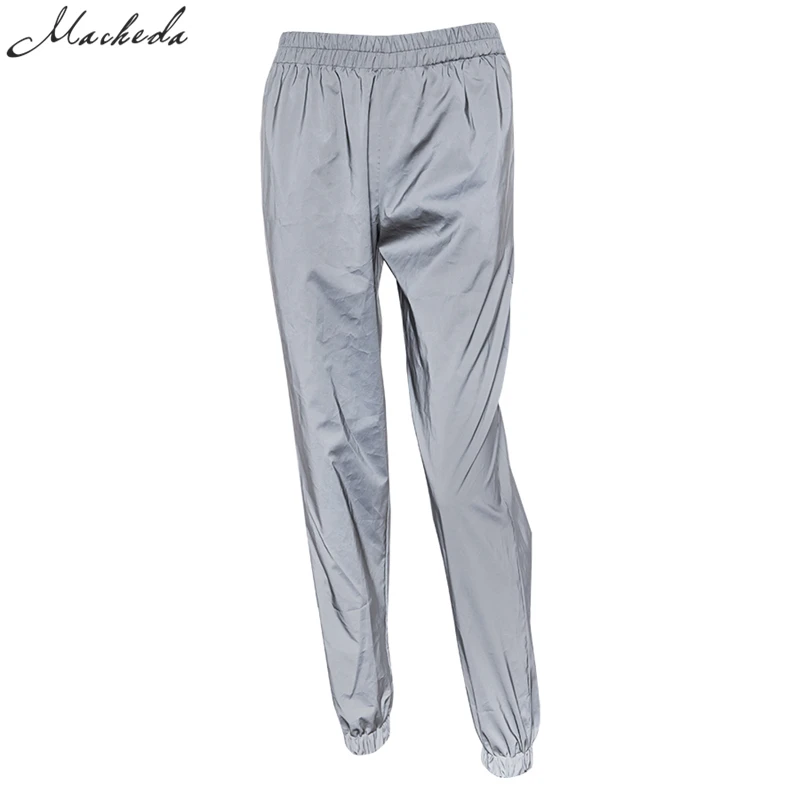 Macheda Новые женские летние широкие эластичные серые брюки длинные штаны для фитнеса - Цвет: Серый