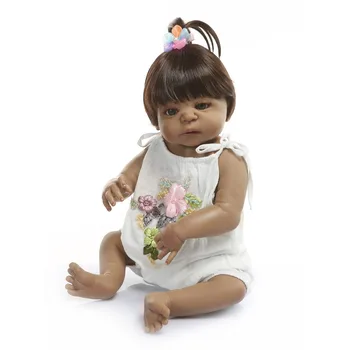

55cm Full Silicone Body Reborn Baby Doll Toy Black Skin Newborn Babies Toddler Alive Bebes reborn Toy Girls Bonecas Xmas Gift