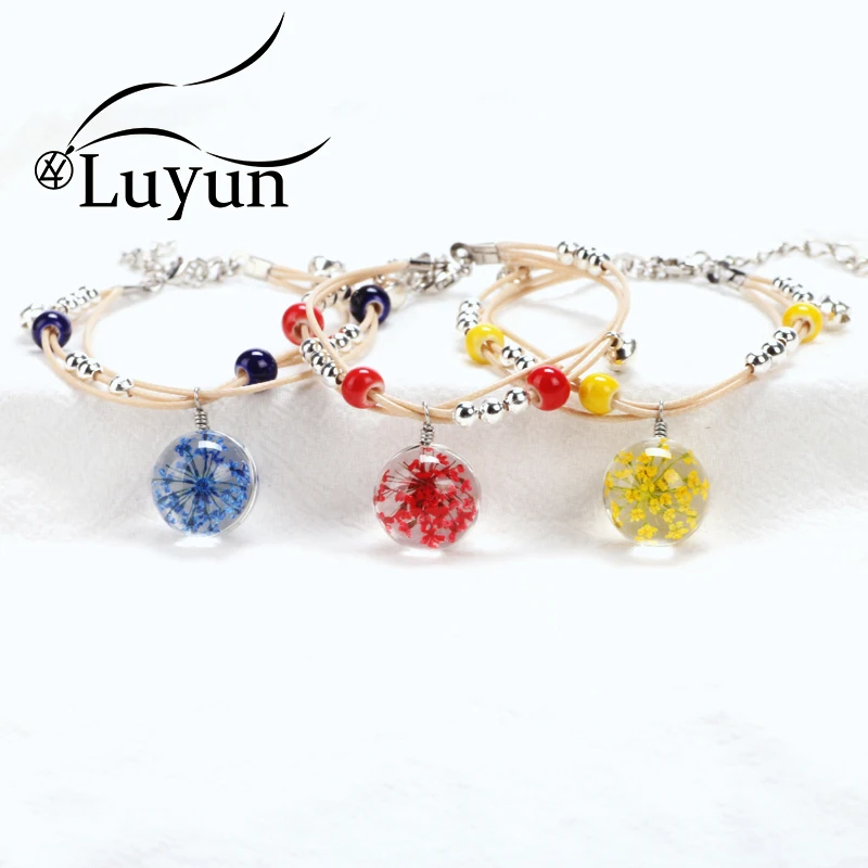 

Luyun 2019 Hot Dried Flower Glass Beads For Bracelet Boho Adjustable Weave Bracelet Women Bracelets Wholesale