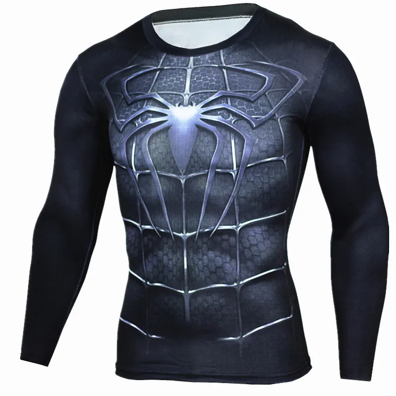 

Superhero Spiderman Compression Shirt Gym Crossfit Rashguard 3D Marvel T Shirt Quick dry Fit Running Long Sleeve Sport Shirt Men