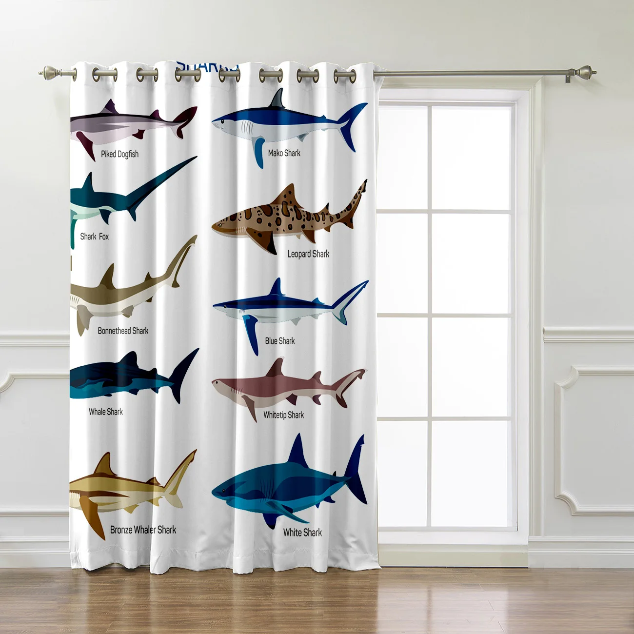 Us 13 51 15 Off Cocohouse Undersea Animal Different Types Of Sharks Room Curtains Large Window Curtain Rod Bedroom Fabric Indoor Drapes Decor In