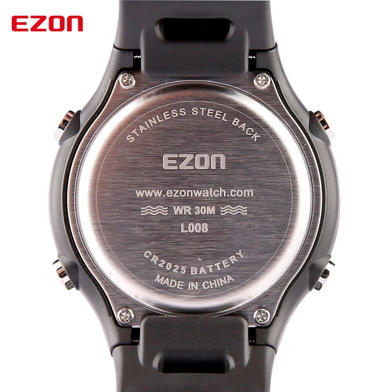 Мужские модные повседневные цифровые часы 30 м водонепроницаемые цифровые часы с двойным секундомером спортивные наручные часы EZON L008