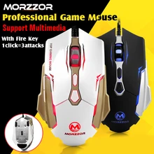 MORZZOR 2400DPI 7buttons high quality Computer Mouse Optical USB Wired Gaming Mouse Professional Game Mice for Laptops Desktops