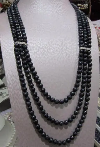 

Free Shipping >>>>> triple strand perfect 8-9 MM TAHITIAN BLACK BLUE PEARL NECKLACE 14K