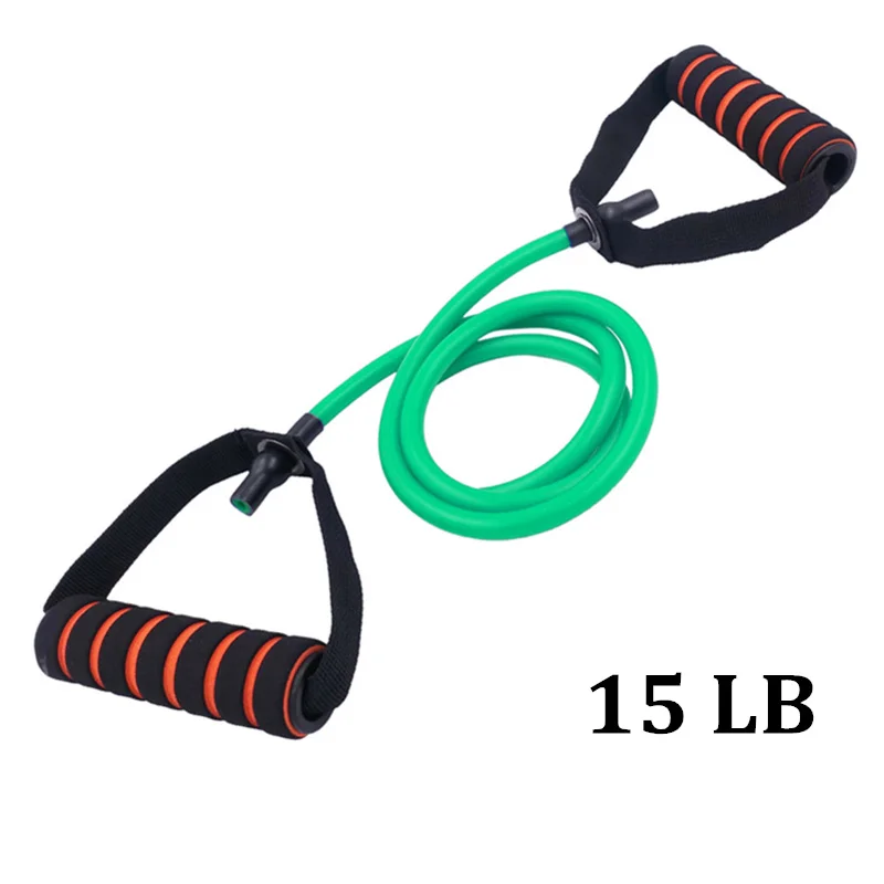 10-30 фунтов Эспандеры с ручками эластичные тянущиеся веревки трубы для фитнеса Растяжка тренировки сопротивление тренировки эспандер полосы - Цвет: Зеленый