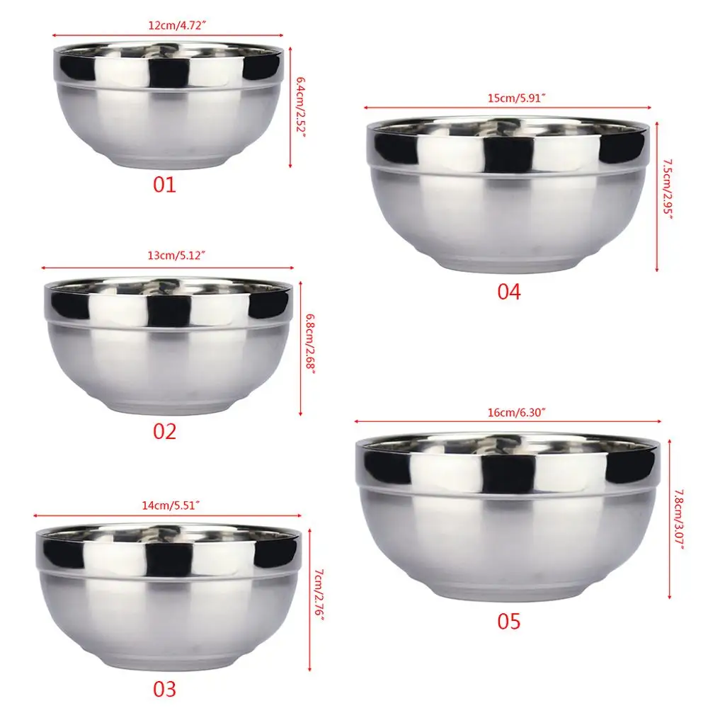Эко-дружественных двойной Слои антикоррозионные 304 Нержавеющая сталь классический чаша Термальность изоляции Кухня столовые приборы(диаметр)/12/13/14/15/16 см